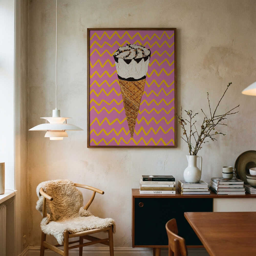 Pop Art Ice Cream Cone Art Print UK — Abstract Vibrant Wall Art — Kitchen — Wall It All Prints