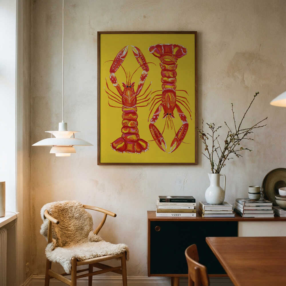 Vibrant Lobster Pair Art Print UK — Animal Vibrant Wall Art — Kitchen — Wall It All Prints