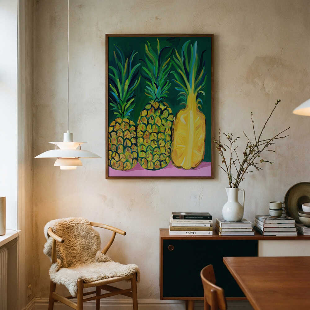 Vibrant Tropical Pineapples Art Print UK — Food Vibrant Wall Art — Kitchen — Wall It All Prints