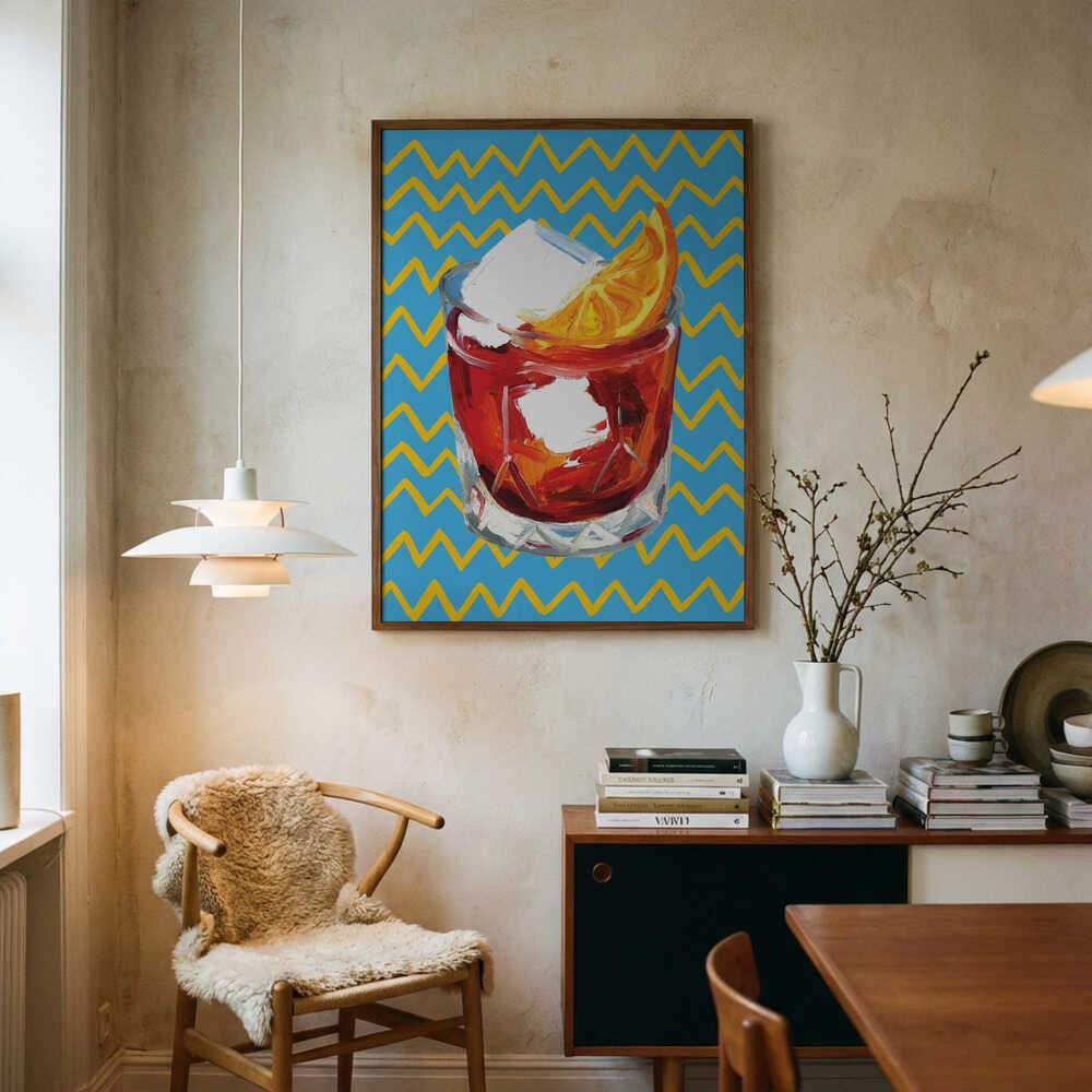 Negroni Blue Art Print UK — Japanese Vibrant Wall Art — Kitchen — Wall It All Prints