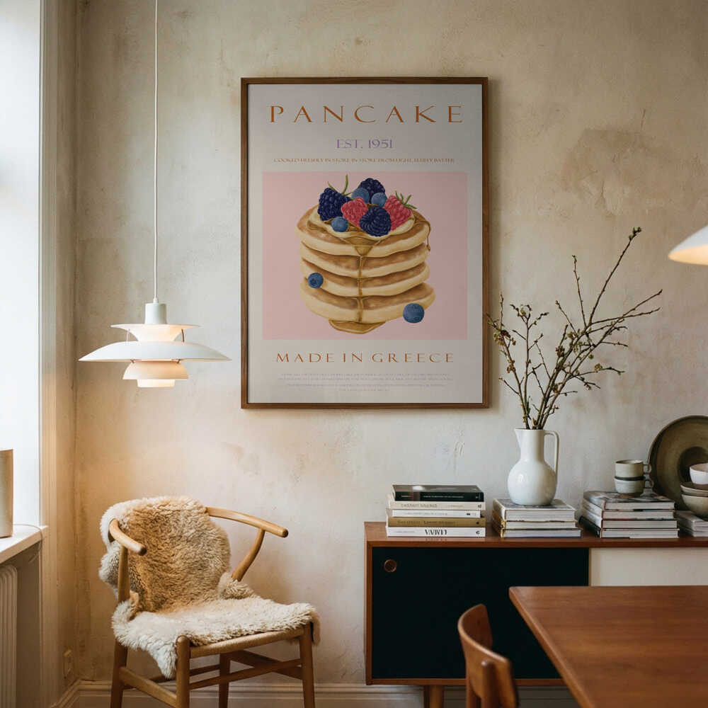 Stacked Berry Pancakes Art Print UK — Abstract Vibrant Wall Art — Kitchen — Wall It All Prints