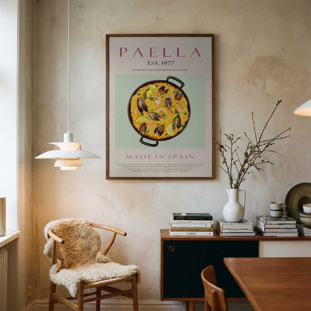 Classic Spanish Paella Art Print UK — Abstract Vibrant Wall Art — Kitchen — Wall It All Prints