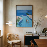 Girl in Pool Art Print UK — Botanical Vibrant Wall Art — Living Room — Wall It All Prints