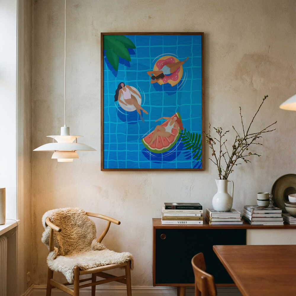 Pool Ladies Art Print UK — Abstract Vibrant Wall Art — Living Room — Wall It All Prints