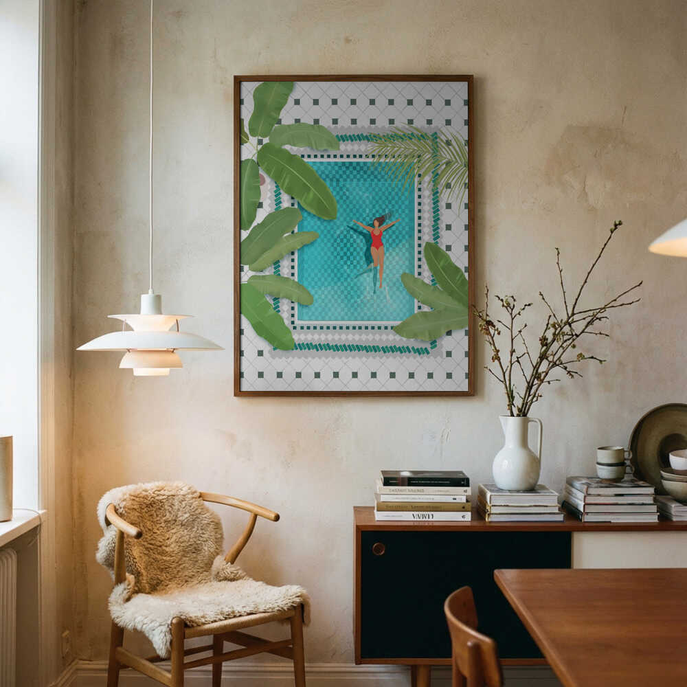 Riad Pool Art Print UK — Botanical Fresh Wall Art — Living Room — Wall It All Prints