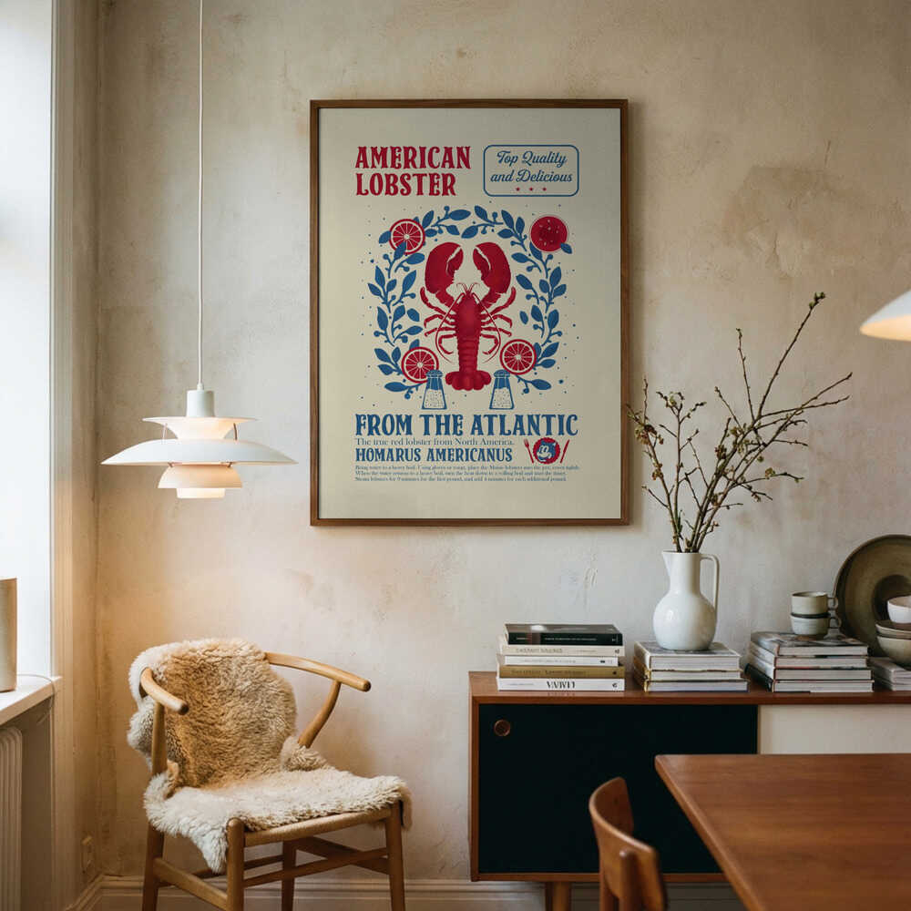 Delicious American Lobster Recipe Art Print UK — Abstract Vibrant Wall Art — Kitchen — Wall It All Prints
