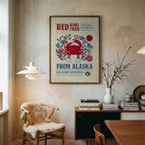 Alaskan Red King Crab Art Print UK — Vintage Vibrant Wall Art — Kitchen — Wall It All Prints