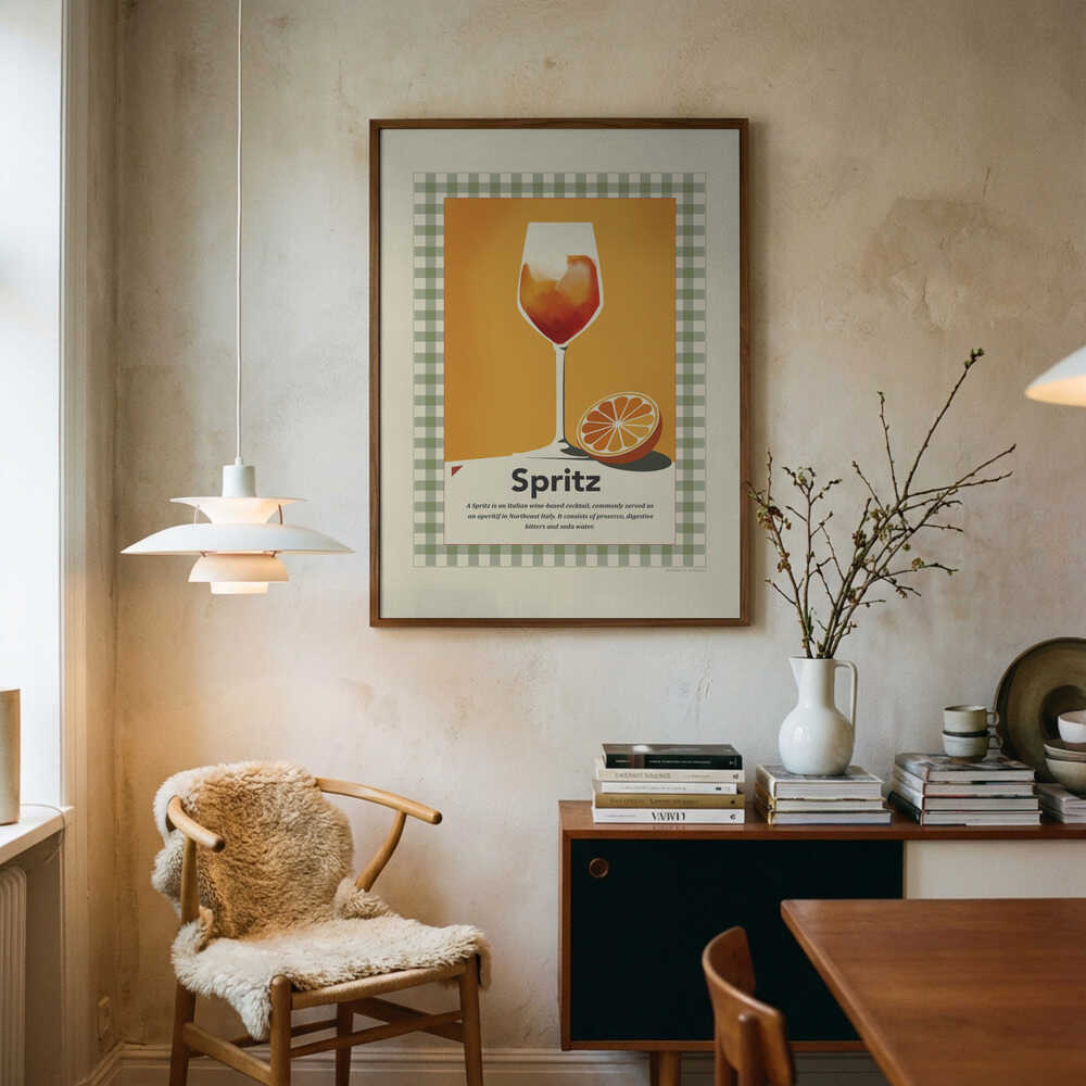 Vibrant Spritz Cocktail Art Print UK — Vintage Vibrant Wall Art — Kitchen — Wall It All Prints