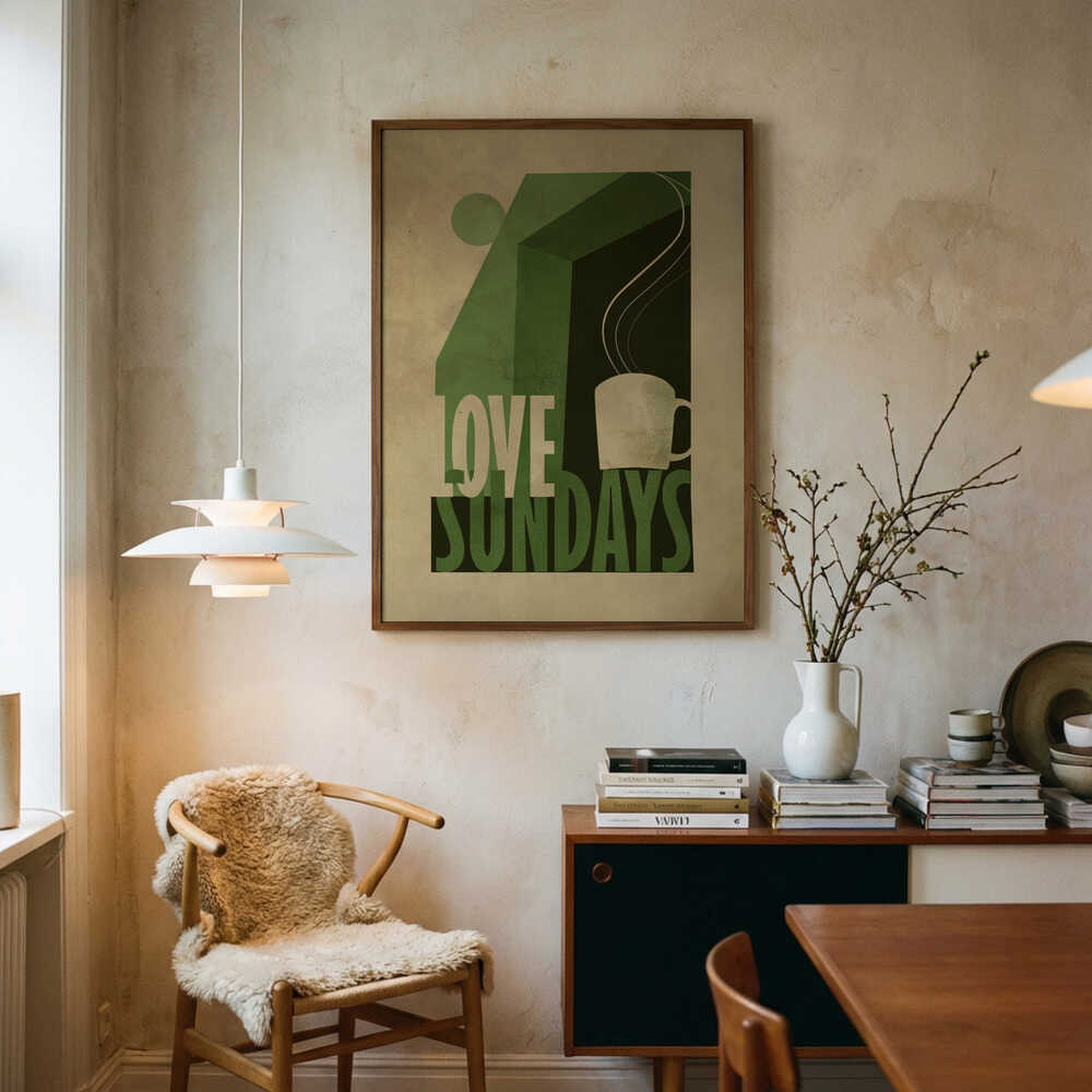 Love Sundays Coffee Mug Art Print UK — Abstract Vibrant Wall Art — Kitchen — Wall It All Prints