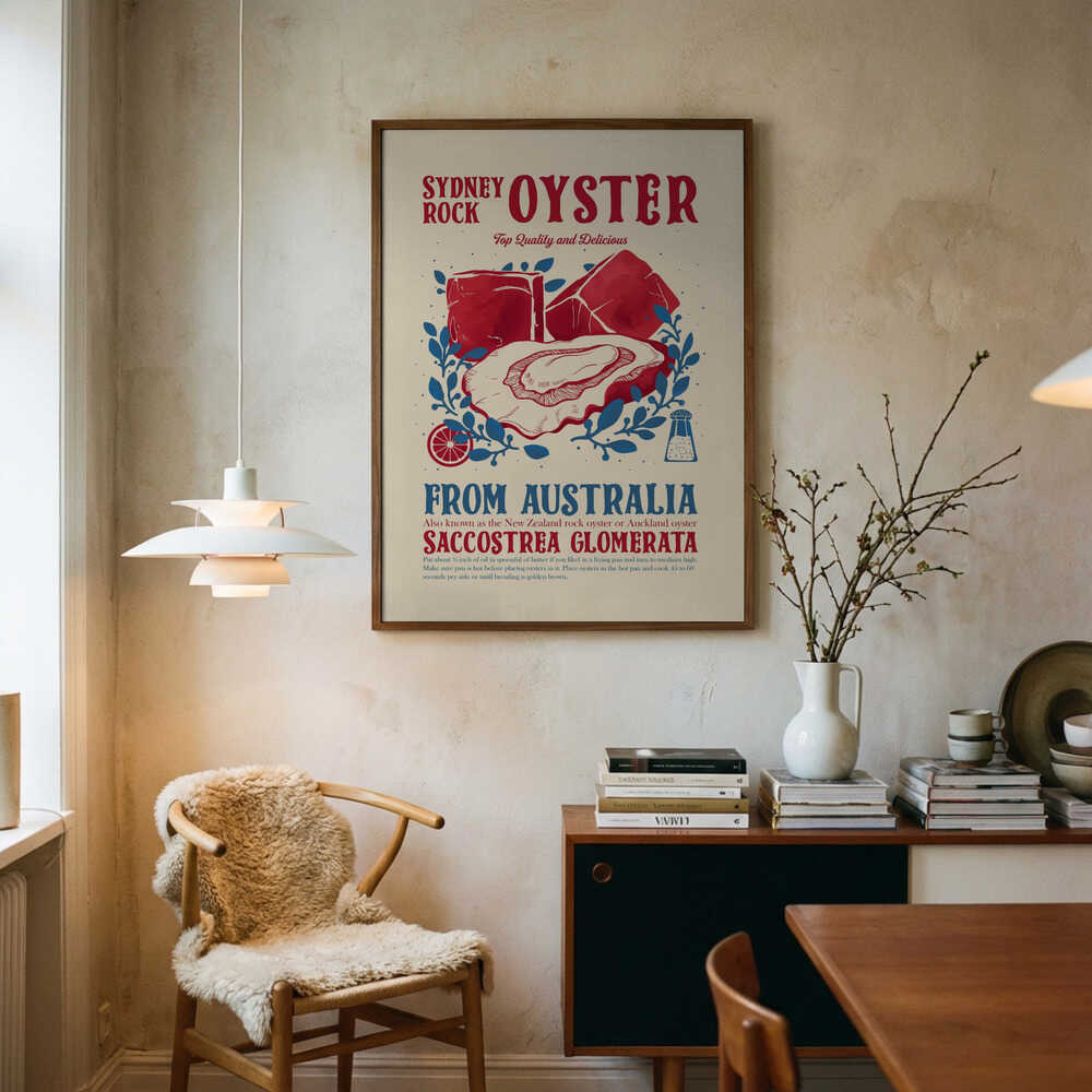 Gourmet Sydney Oyster Art Print UK — Vintage Vibrant Wall Art — Kitchen — Wall It All Prints