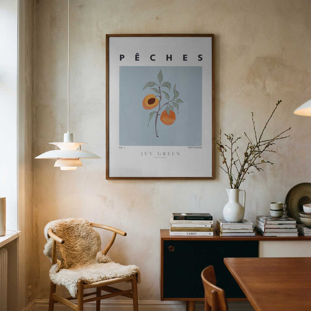 Fresh Peaches Botanical Art Print UK — Abstract Fresh Wall Art — Kitchen — Wall It All Prints