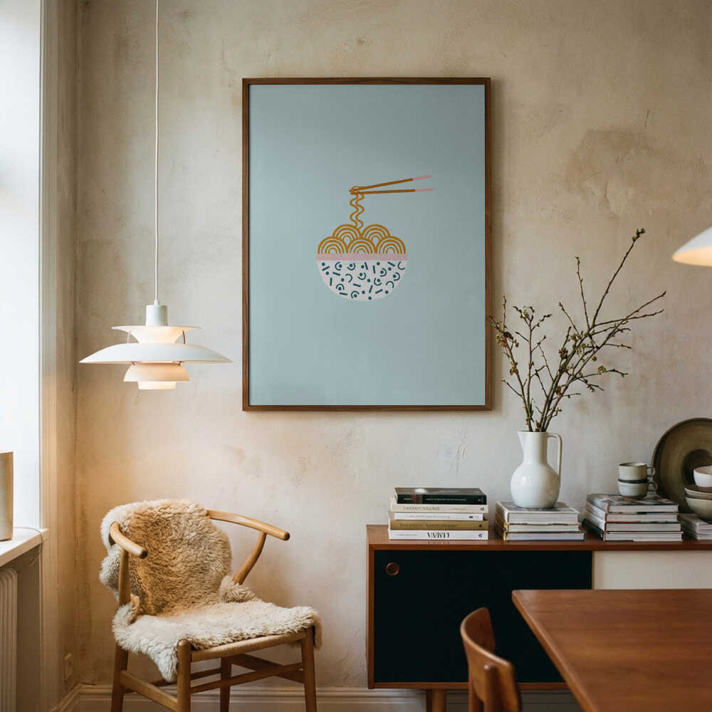 Chopsticks And Noodles Art Print UK — Japanese Calm Wall Art — Kitchen — Wall It All Prints