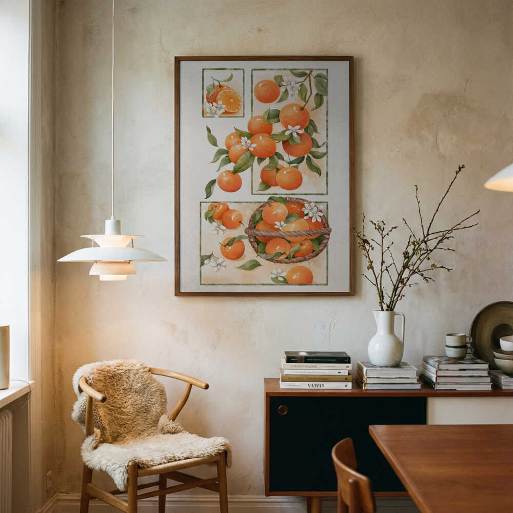 Fresh Orange Harvest Art Print UK — Botanical Fresh Wall Art — Kitchen — Wall It All Prints