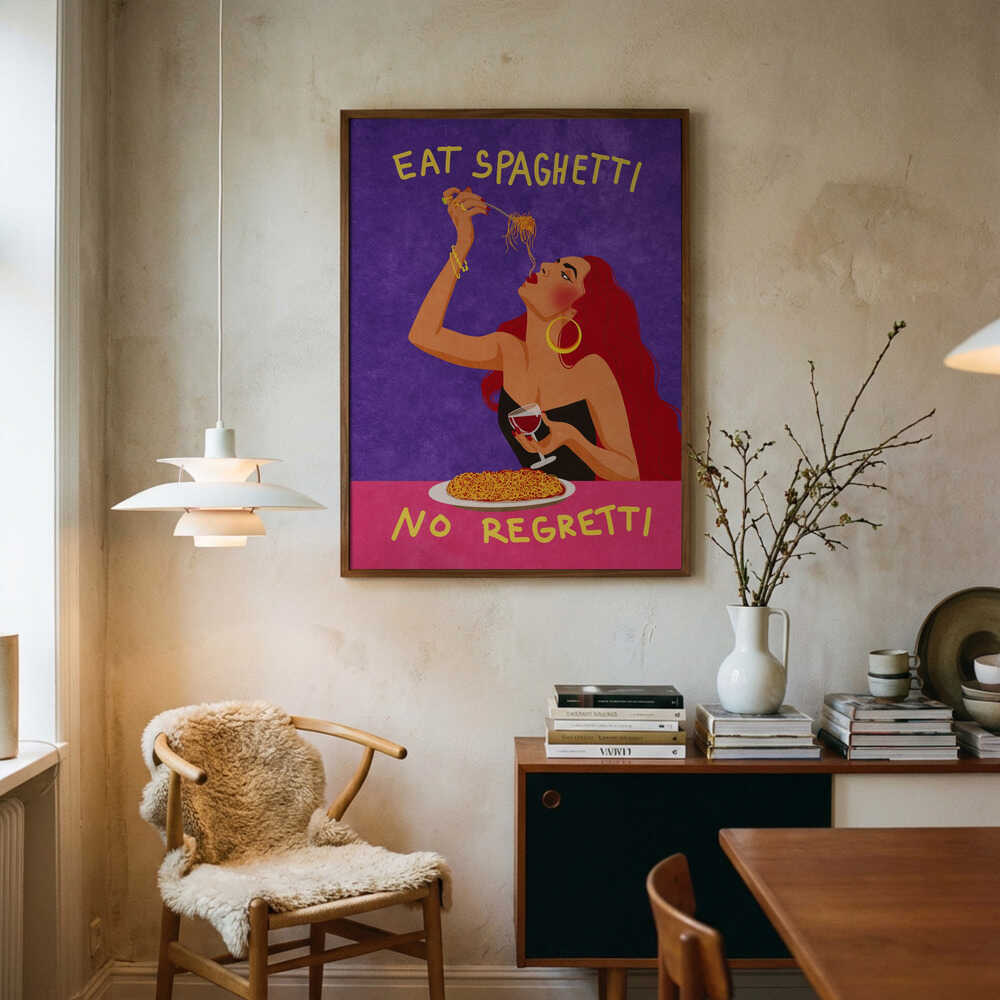 Eat spaghetti no regretti Art Print UK — Abstract Vibrant Wall Art — Kitchen — Wall It All Prints
