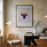 Vibrant Lemons Blue Bowl Art Print UK — Abstract Vibrant Wall Art — Kitchen — Wall It All Prints