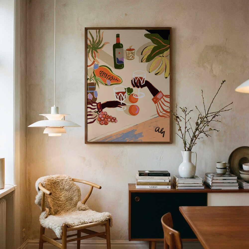 Cheers To You Art Print UK — Botanical Vibrant Wall Art — Kitchen — Wall It All Prints