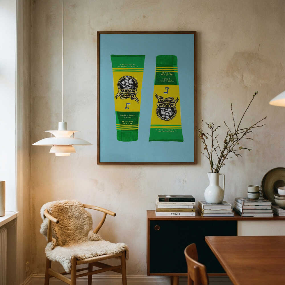 Classic Finnish Mustard Tubes Art Print UK — Food Vibrant Wall Art — Kitchen — Wall It All Prints