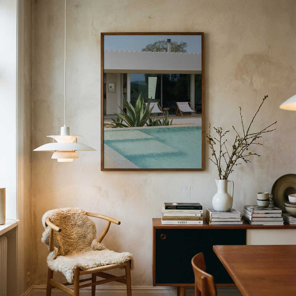 Modern Poolside Retreat Art Print UK — Botanical Fresh Wall Art — Living Room — Wall It All Prints