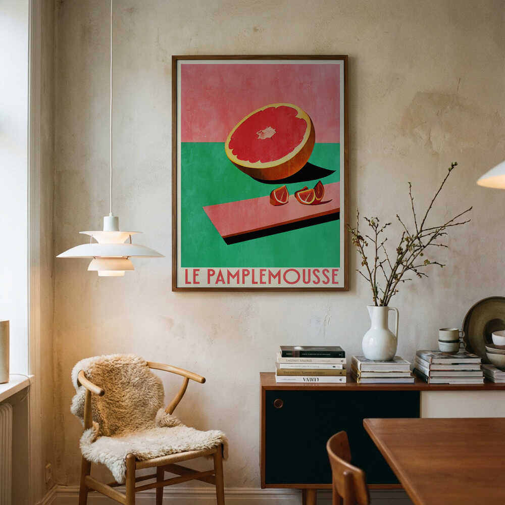 Vibrant Grapefruit Still Life Art Print UK — Food Vibrant Wall Art — Kitchen — Wall It All Prints
