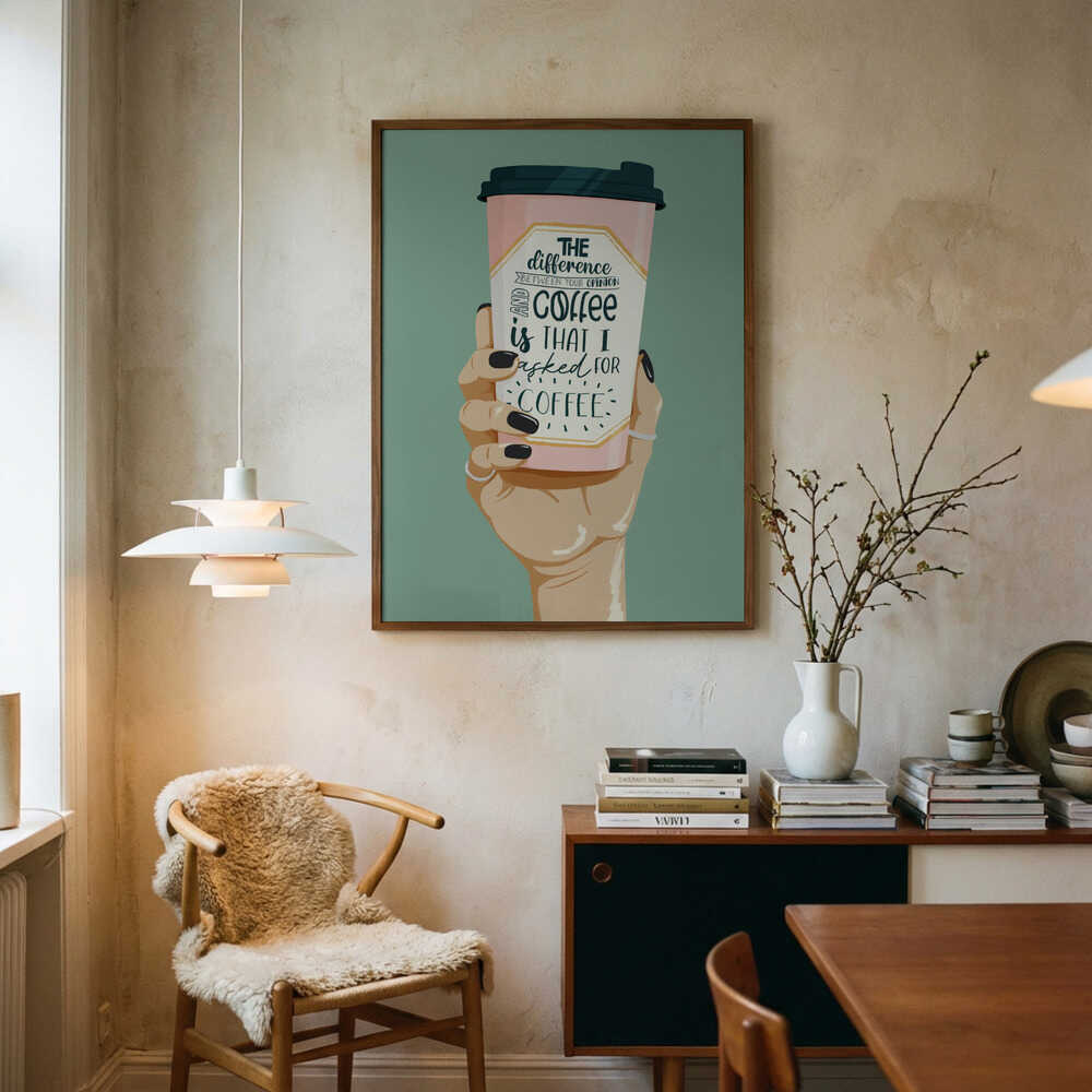 Sassy Coffee Cup Hand Art Print UK — Food Calm Wall Art — Kitchen — Wall It All Prints