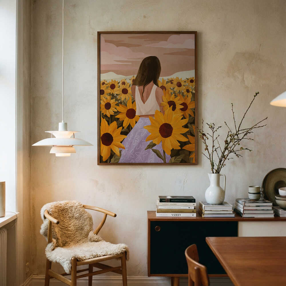 Sunflower Evenings Art Print UK — Botanical Fresh Wall Art — Living Room — Wall It All Prints