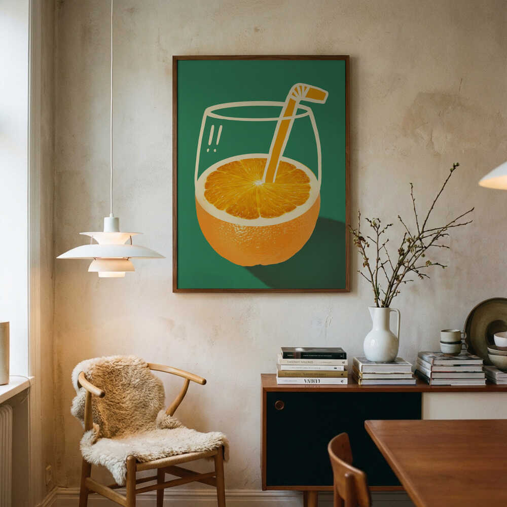 Orange Juice Doodle Art Print UK — Abstract Vibrant Wall Art — Kitchen — Wall It All Prints