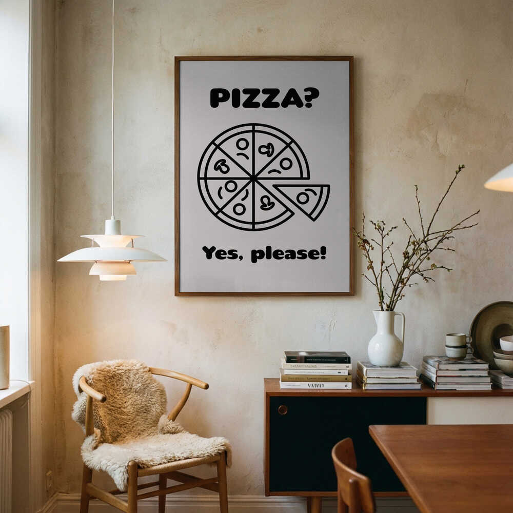 Pizza Yes Please Art Print UK — Abstract Dark Wall Art — Kitchen — Wall It All Prints