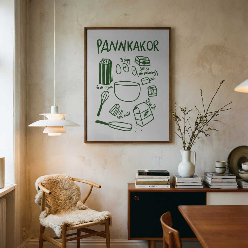 Pancake Ingredients Art Print UK — Vintage Vibrant Wall Art — Kitchen — Wall It All Prints