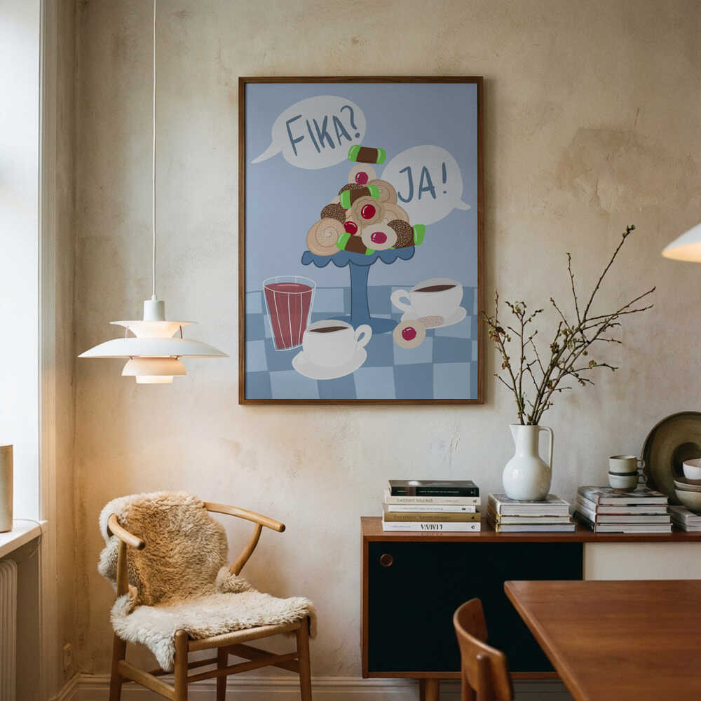 Swedish Fika Delight Art Print UK — Vintage Calm Wall Art — Kitchen — Wall It All Prints