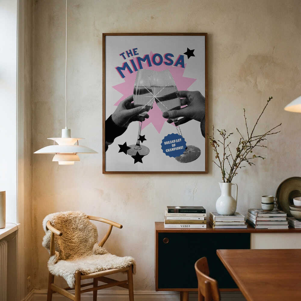 Cheers to Mimosas Art Print UK — Abstract Dark Wall Art — Kitchen — Wall It All Prints