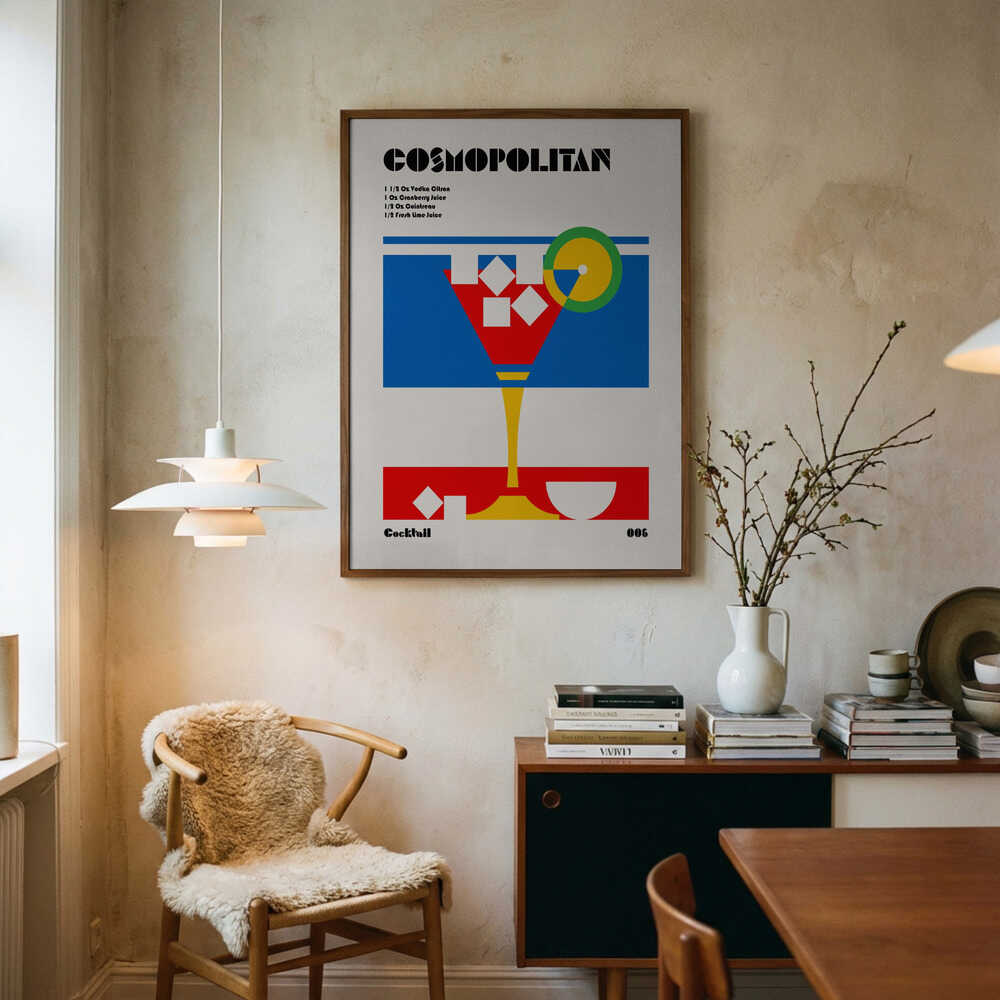 Cosmopolitan Cocktail Recipe Art Print UK — Japanese Vibrant Wall Art — Kitchen — Wall It All Prints