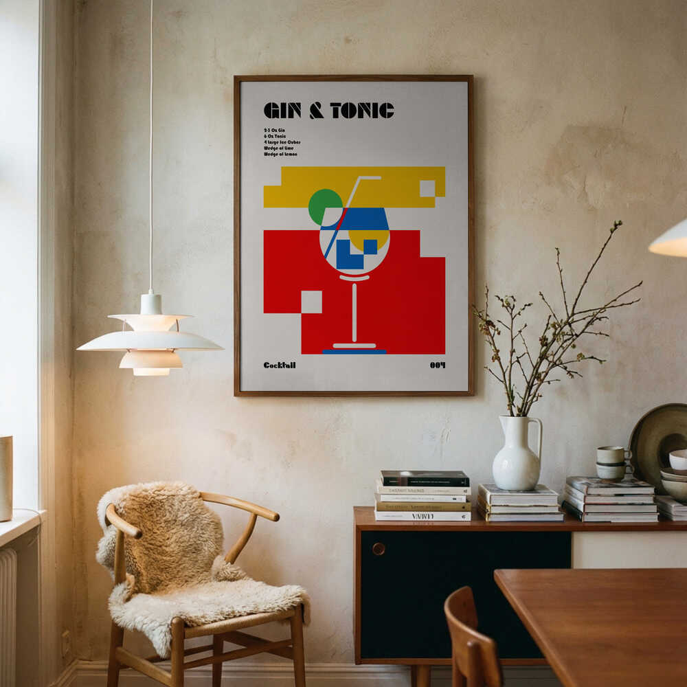 Modern Gin Tonic Art Print UK — Japanese Vibrant Wall Art — Kitchen — Wall It All Prints