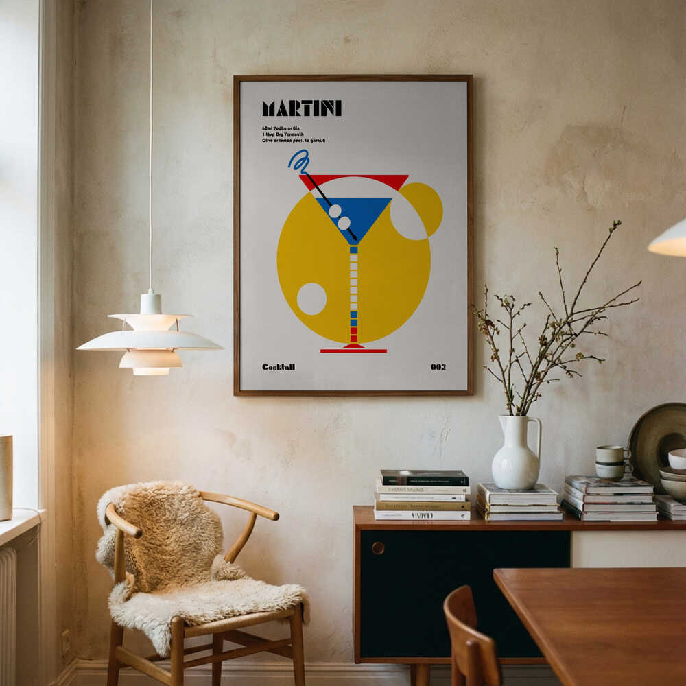Retro Martini Cocktail Art Print UK — Japanese Vibrant Wall Art — Kitchen — Wall It All Prints