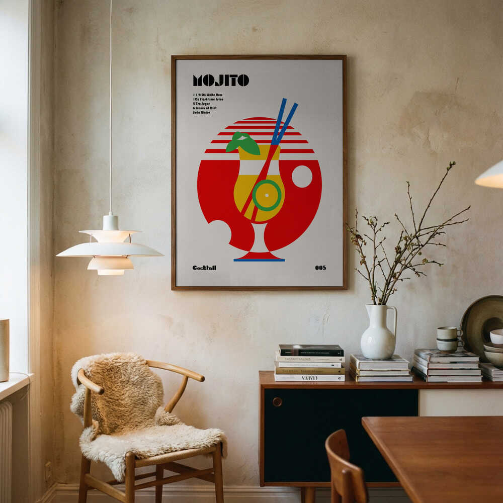 Geometric Mojito Recipe Art Print UK — Japanese Vibrant Wall Art — Kitchen — Wall It All Prints