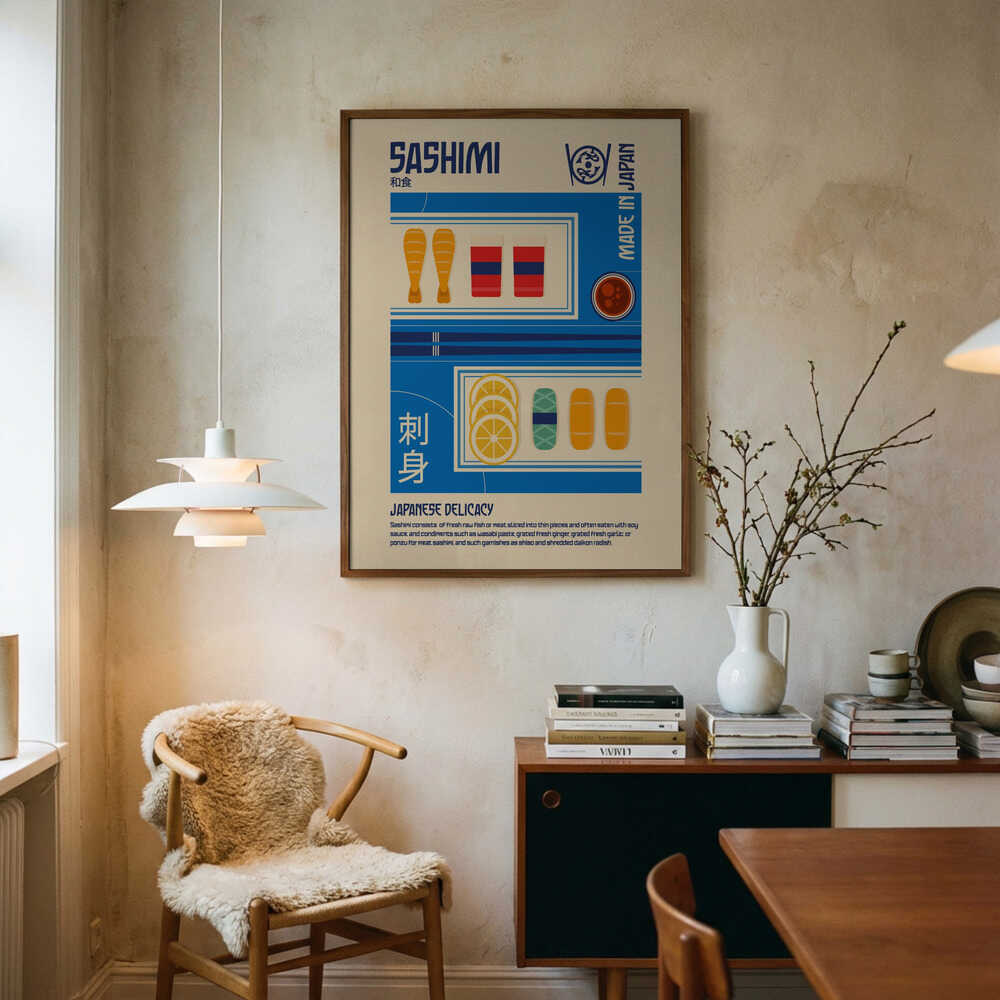 Japanese Sashimi Delicacy Art Print UK — Japanese Vibrant Wall Art — Kitchen — Wall It All Prints