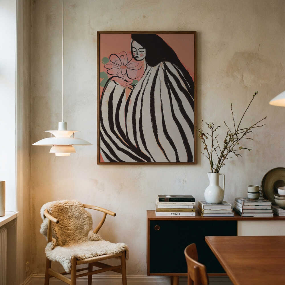 A Silent Moment (Peach) Art Print UK — Botanical Fresh Wall Art — Living Room — Wall It All Prints