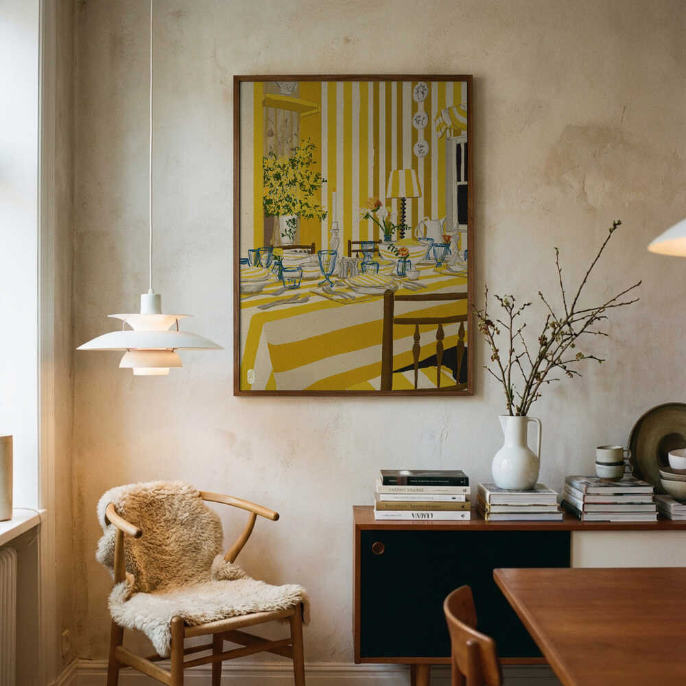 Sunny Striped Dining Room Art Print UK — Abstract Vibrant Wall Art — Kitchen — Wall It All Prints