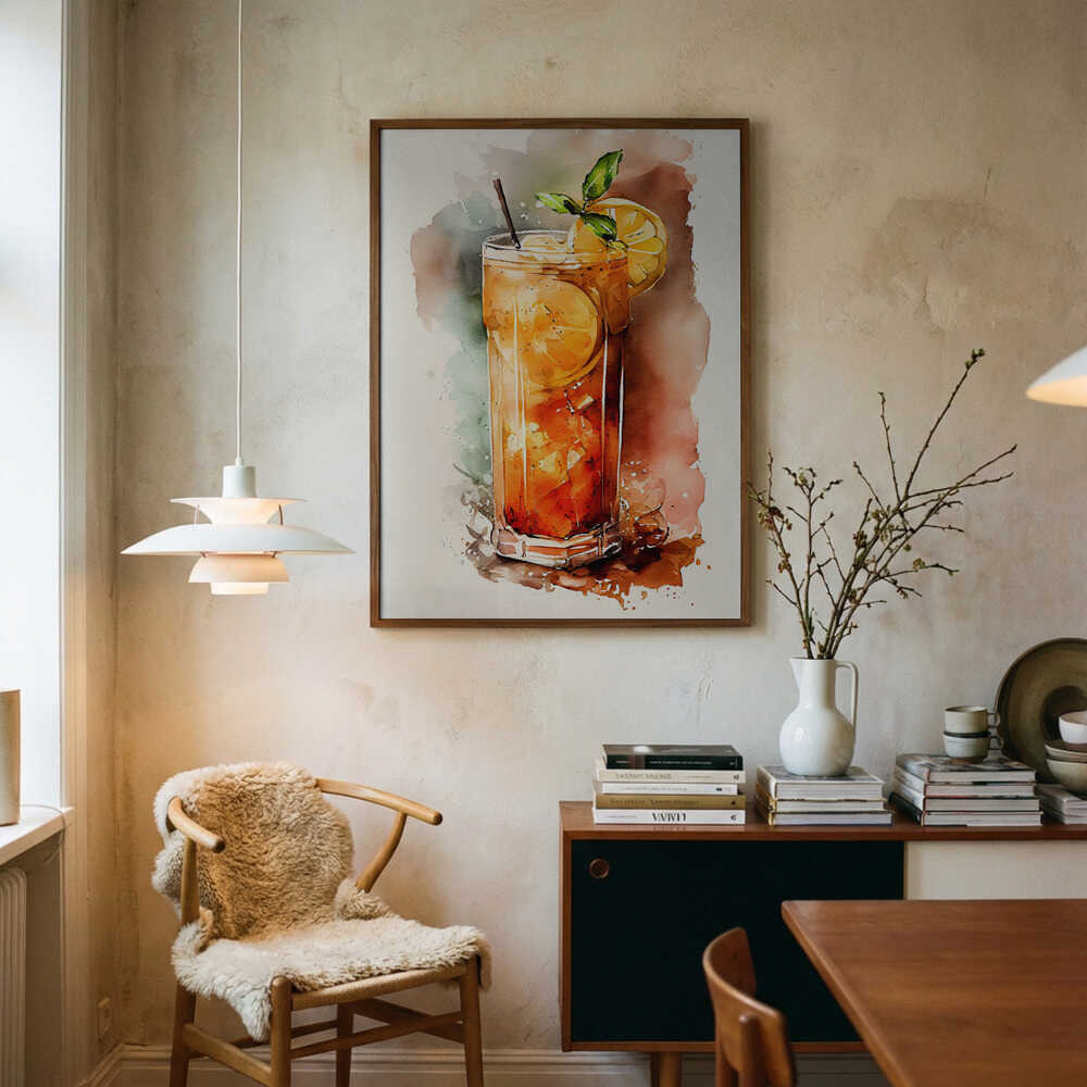 Refreshing Lemon Iced Tea Art Print UK — Botanical Vibrant Wall Art — Kitchen — Wall It All Prints