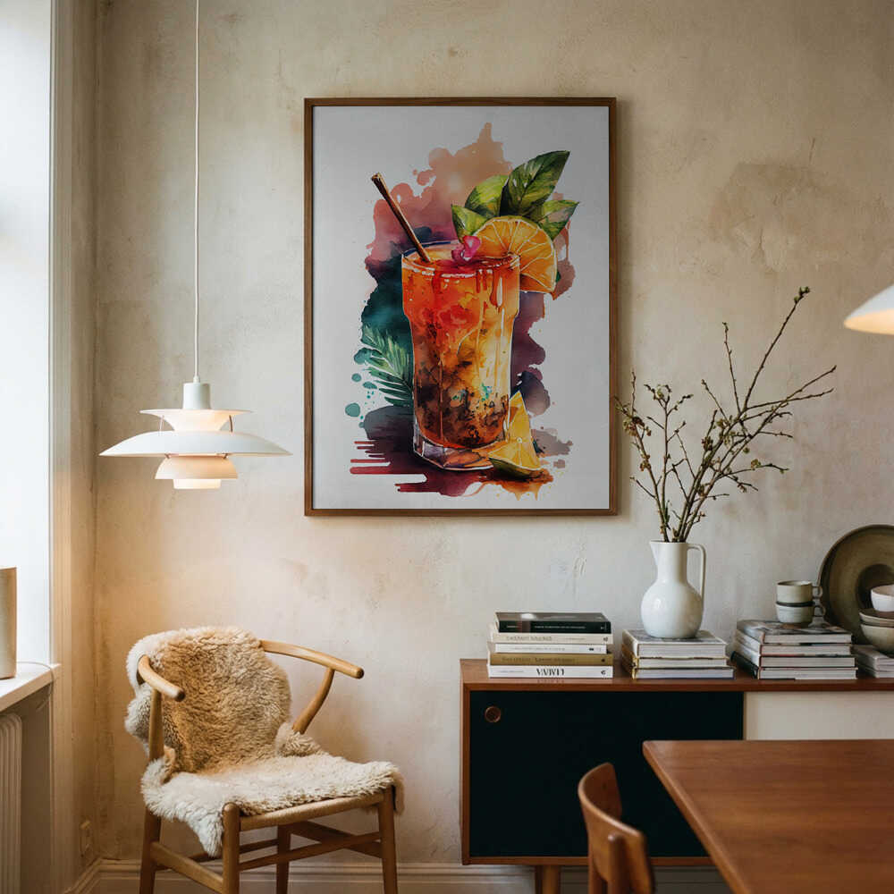 Vibrant Watercolor Cocktail Art Print UK — Abstract Vibrant Wall Art — Kitchen — Wall It All Prints