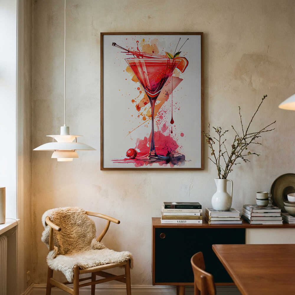 Vibrant Watercolor Cocktail Art Print UK — Abstract Vibrant Wall Art — Kitchen — Wall It All Prints