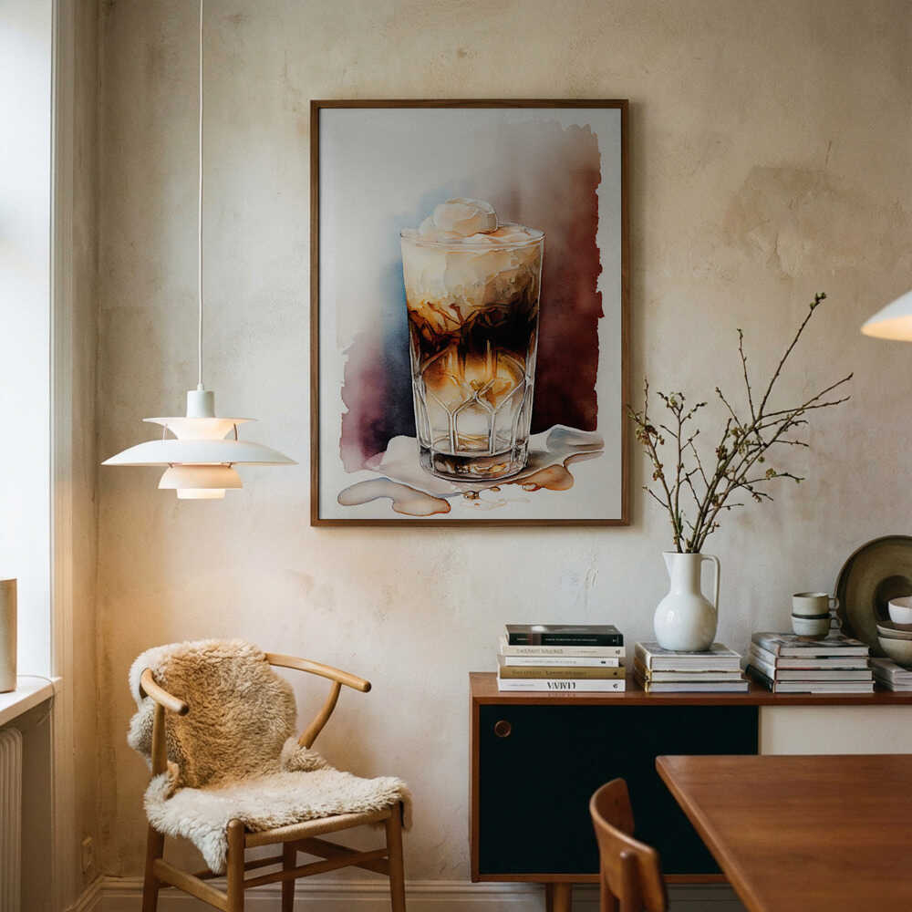Creamy Iced Coffee Painting Art Print UK — Abstract Vibrant Wall Art — Kitchen — Wall It All Prints