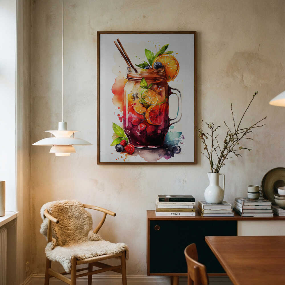 Refreshing Fruit Drink Art Print UK — Botanical Fresh Wall Art — Kitchen — Wall It All Prints
