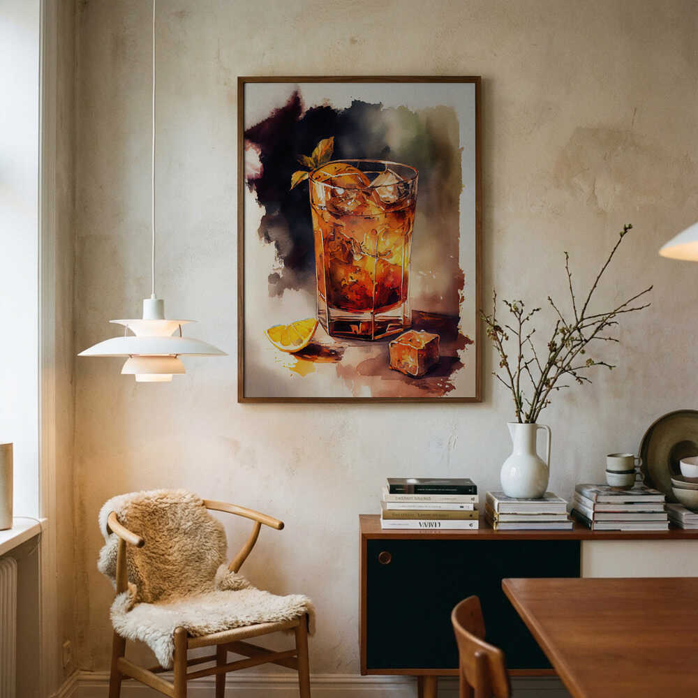 Refreshing Orange Cocktail Art Print UK — Japanese Vibrant Wall Art — Kitchen — Wall It All Prints