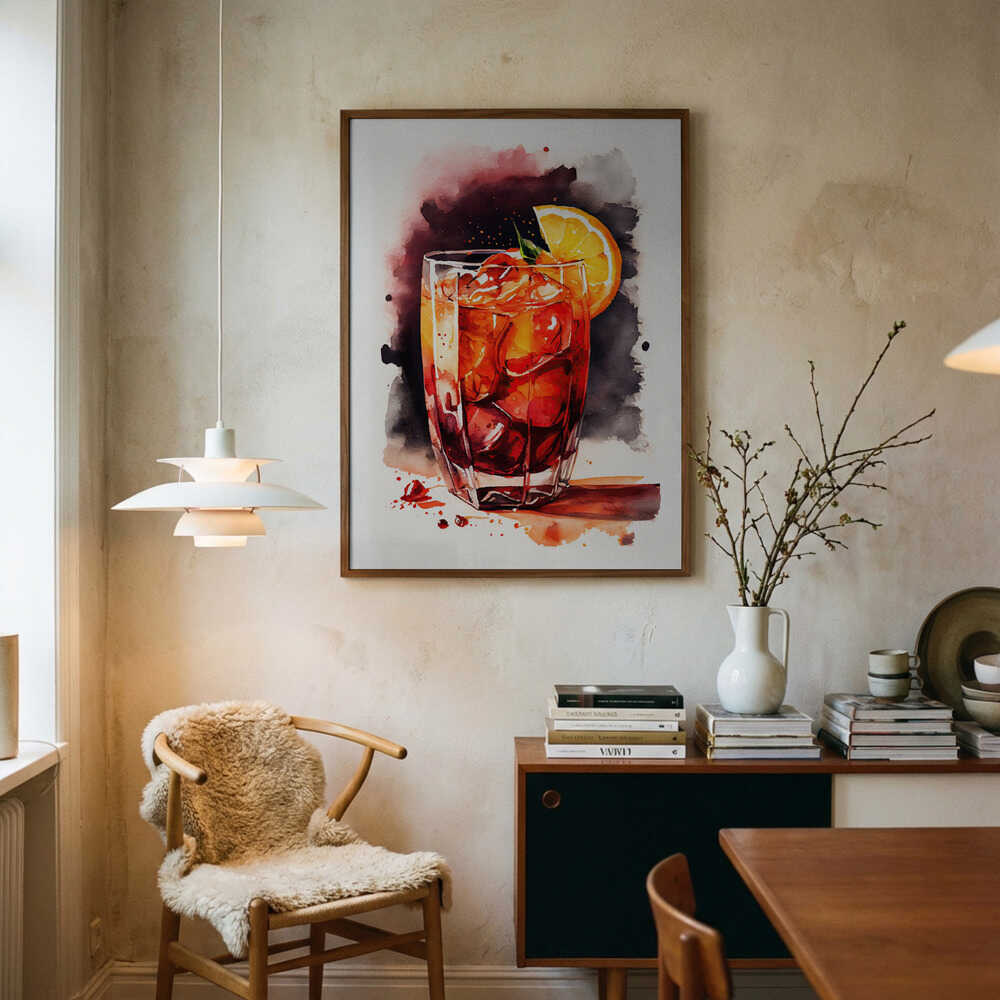 Refreshing Red Cocktail Art Print UK — Abstract Calm Wall Art — Kitchen — Wall It All Prints