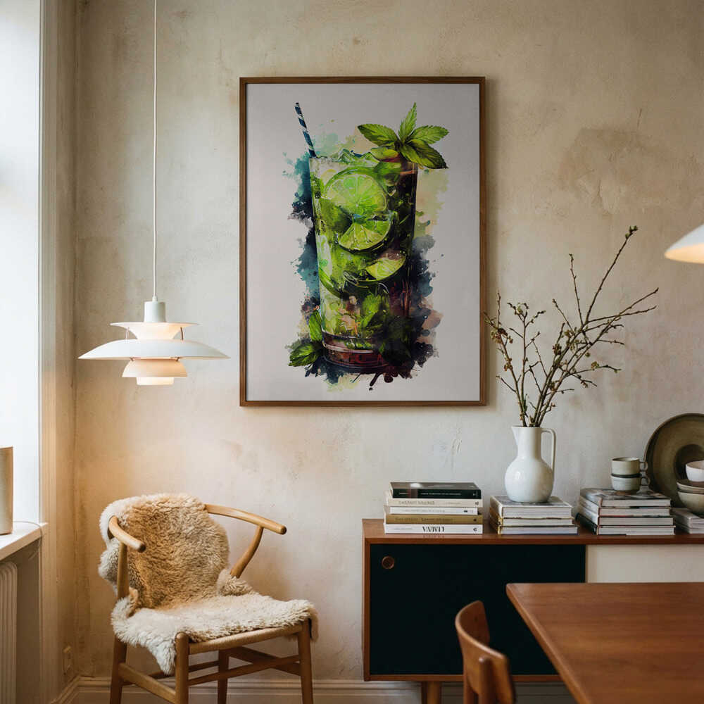 Refreshing Mojito Watercolor Art Print UK — Abstract Vibrant Wall Art — Kitchen — Wall It All Prints