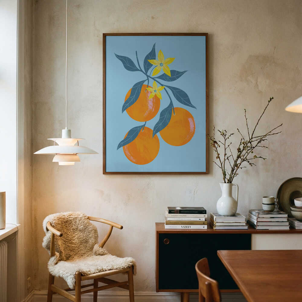 Orange Branch Art Print UK — Botanical Vibrant Wall Art — Kitchen — Wall It All Prints