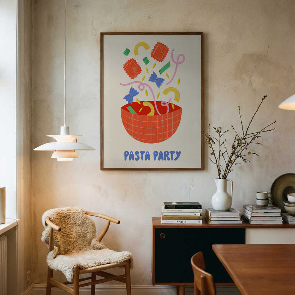 Pasta Party Art Print UK — Abstract Vibrant Wall Art — Kitchen — Wall It All Prints