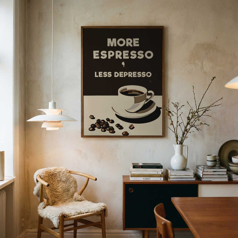 More Espresso Less Depresso Art Print UK — Abstract Vibrant Wall Art — Kitchen — Wall It All Prints