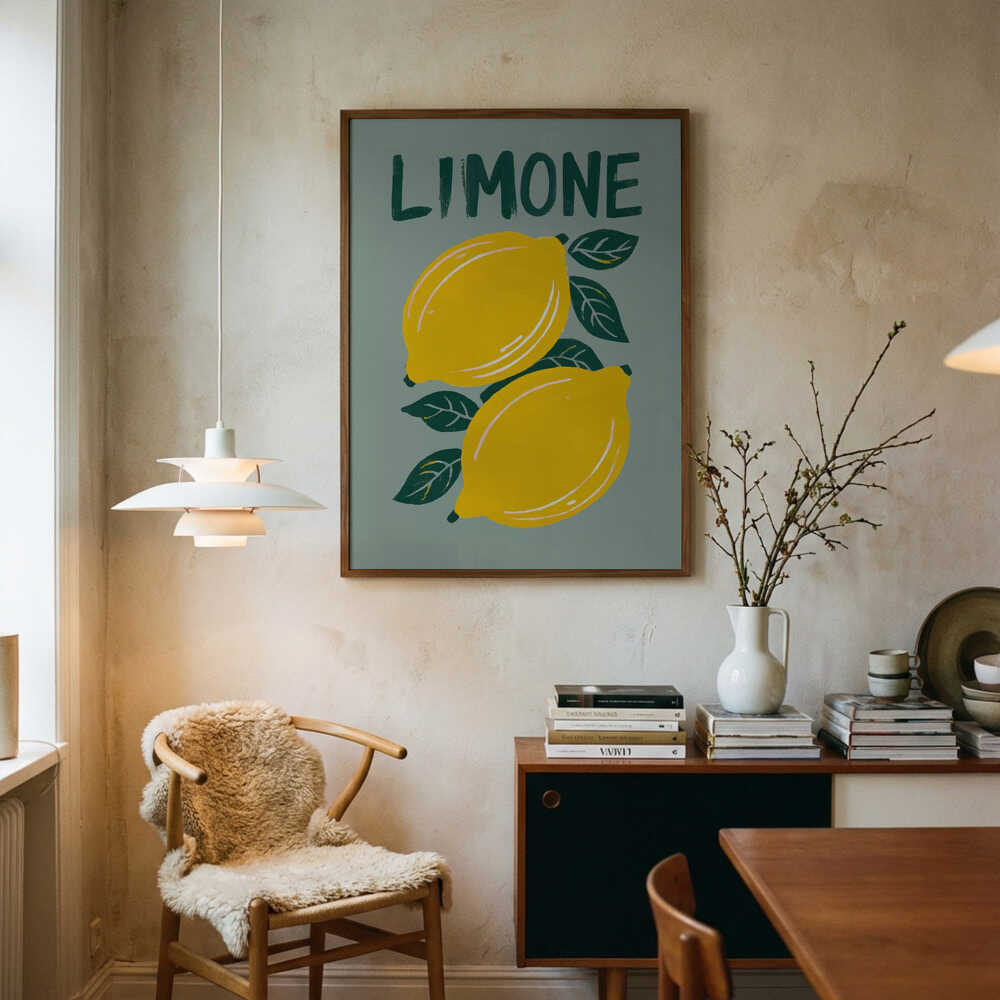 Zesty Limone Lemons Art Print UK — Abstract Vibrant Wall Art — Kitchen — Wall It All Prints
