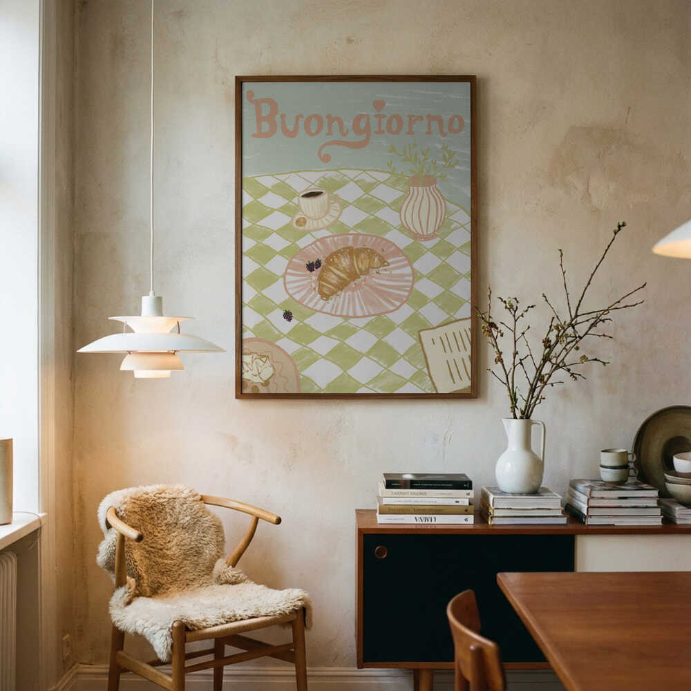 Buongiorno Breakfast Scene Art Print UK — Abstract Vibrant Wall Art — Kitchen — Wall It All Prints